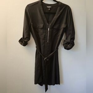 Express Womens Casual/Business Black Long Sleeve Belted Shirt Dress